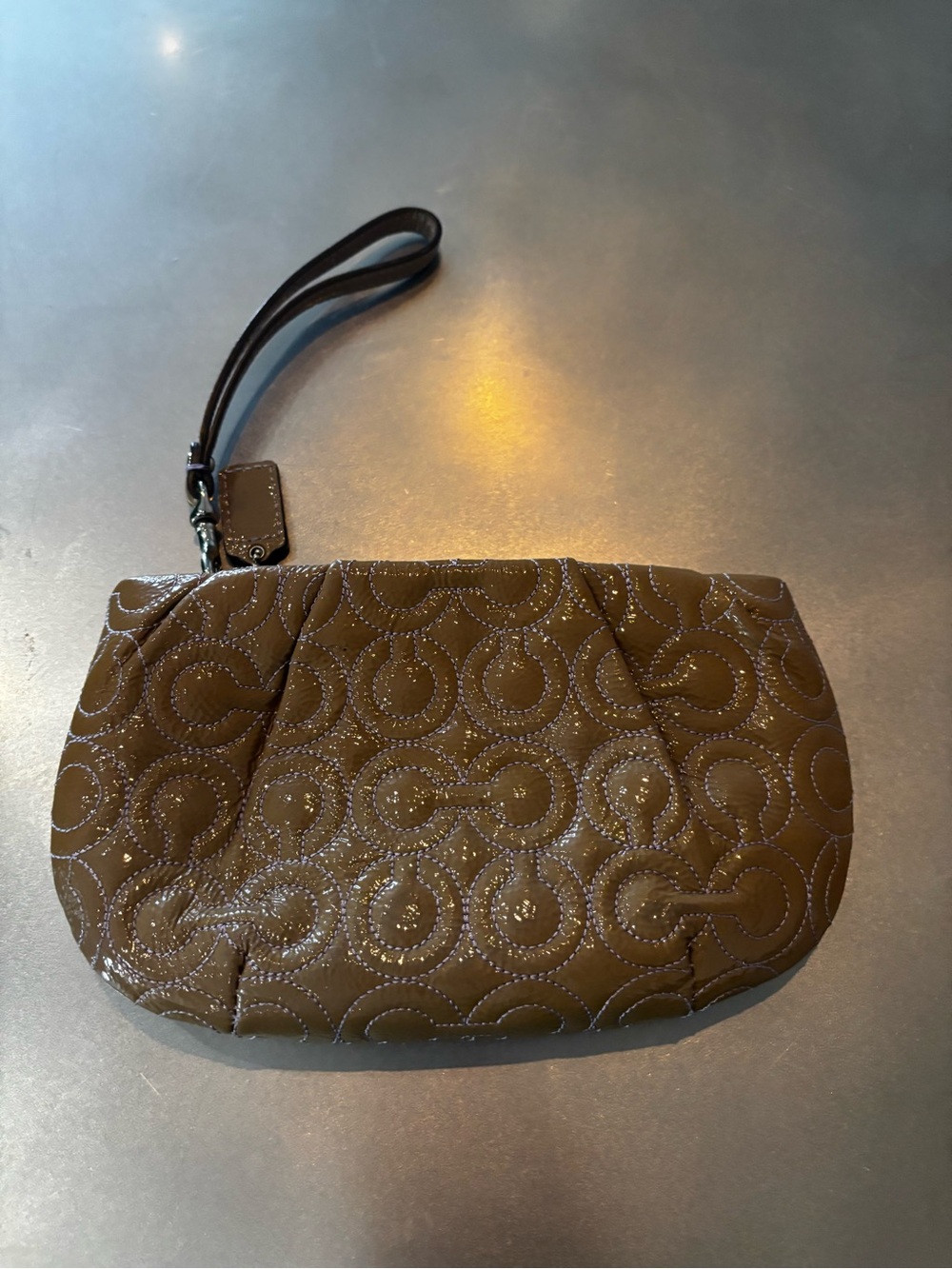 Coach Quilted Wristlet Clutch in Brown